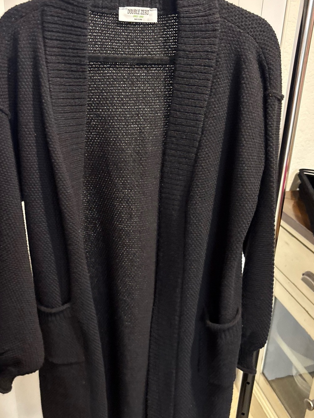 Double Zero Black Open-Front Knit Cardigan